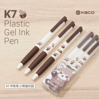 3 шт./компл. Гелевые ручки Kaco Panda Kawaii Cute Quick Dry 0,5 мм черными чернилами boligrafo gel press type Writing stylo для школы, офиса, дома