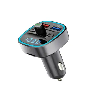 Автомобильный FM-передатчик, совместимый с Bluetooth 5.0, Интеллектуальная голосовая навигация, MP3-плеер, Двойная быстрая зарядка через USB, Беспроводная громкая связь 2022