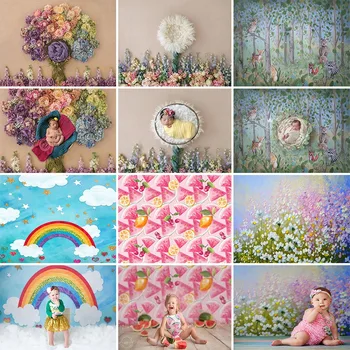 Виниловый фон для фотосъемки новорожденных Avezano Весна, цветок, Лето, фрукты, радуга, день рождения детей, виниловый фон для фотостудии