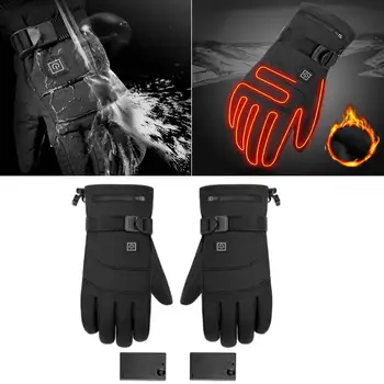 Зимние перчатки с подогревом, мотоциклетные перчатки с электрическим подогревом, водонепроницаемые перчатки с электрическим подогревом, перчатки с сенсорным экраном, велосипедные перчатки