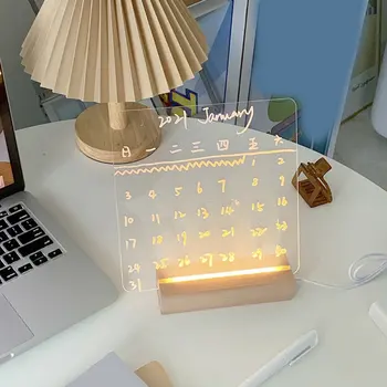 Новое Деревянное Основание Светодиодной Лампы USB Кабельный Переключатель Night Light 3D Буковое Дерево Основание Светодиодной Ночной Лампы Длинное Акриловое Основание Деревянной Лампы DIY