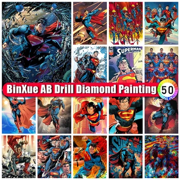 DC Superman 5D DIY AB Diamond Painting Kit Американские комиксы, Супергерой, вышивка крестом, алмазная мозаика ручной работы, художественный подарок