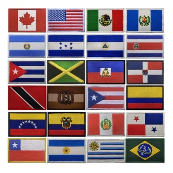 Флаги Северной и Южной Америки, вышивка нарукавной повязки, тактическая нашивка, наклейка на рюкзак, шляпу, ткань, нашивки для одежды