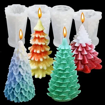 Рождественская 3d трехмерная свеча в виде Рождественской елки, силиконовая форма для ароматерапии, гипсовый диффузор, форма для свечи из сосны, изготовленная своими руками