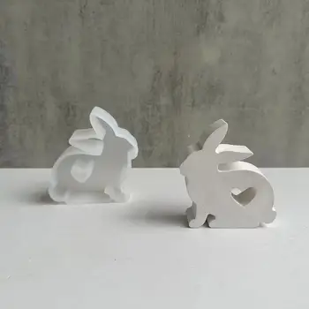 силиконовая форма для кролика, Пасхальная форма для литья Кролика из смолы, милые формы для свечей ручной работы, Силиконовые художественные формы для конфет и свечей