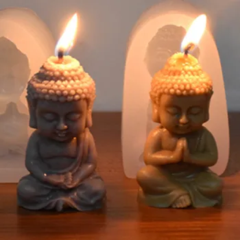 1 шт. Силиконовая форма для свечи Будды своими руками, 3D Форма для Будды из гипса, мыла, цемента, смолы, Изготовление подарков для фестиваля, Церковная Свеча, Новогодний Подарок 2#
