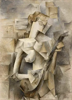 Пабло Пикассо Печать на холсте Картины Репродукция плаката Девушка с мандолиной