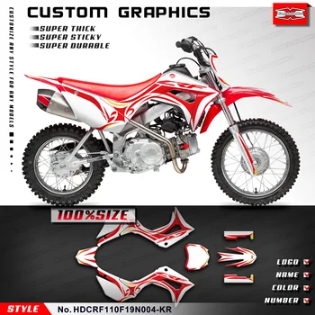 Наклейки для Мотокросса С графикой Кунг-Фу, Комплект Наклеек для мотоциклов, Оберточная бумага для Honda CRF110F 2019 2020 2021 2022 2023 2024 HDCRF110F19N004-KR