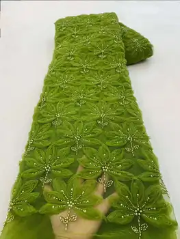 Роскошный 2023 Высококачественный Французский тюль с бисером, сетчатая кружевная ткань для жениха, вышивка из Африканской кружевной ткани для свадебного платья в Нигерии, вечеринка