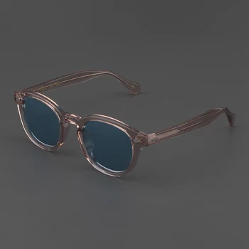 Джонни Депп Поляризованные солнцезащитные очки Мужские Солнцезащитные очки Lemtosh Женские Роскошные брендовые винтажные очки ночного видения в ацетатной оправе синего цвета
