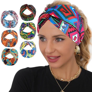 Модные повязки на голову с перекрестной эластичностью, повязка на голову в богемном стиле, Тюрбан для женщин, спортивная повязка на голову