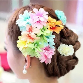 Женская модная цветочная заколка для волос, Шпилька для новобрачных, Аксессуары для волос для свадебной вечеринки Для девочек, Тканевые цветы для повязок на голову