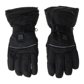 Зимние ветрозащитные перчатки унисекс 4,5 В с электрическим подогревом и светоотражающей полосой, рукавицы с 3 уровнями обогрева от аккумуляторной батареи