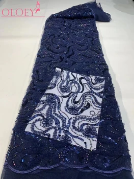 2023 Модная Французская Кружевная ткань Panhua с вышивкой бисером в Африканском Нигерийском стиле с блестками Кружевная ткань для свадебного платья