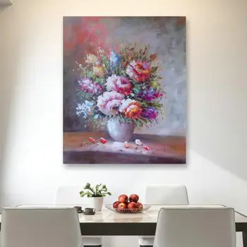 Современная красивая цветочная картина маслом на холсте ручной работы, абстрактное красочное цветочное настенное искусство для украшения интерьера