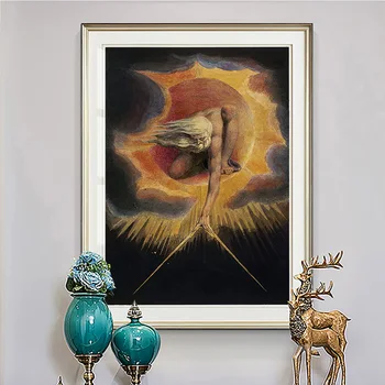 Уильям Блейк Винтажный художественный принт Плакат The Ancient Of Days Картина на холсте Антикварная Настенная Картина Декор