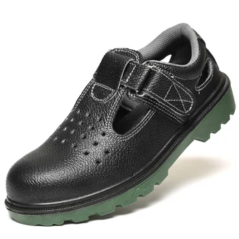 мужская повседневная дышащая защитная обувь со стальным носком, рабочие летние безопасные сандалии, защитные ботинки из мягкой кожи, защитные
