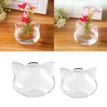Стеклянная Гидропонная ваза в форме кошки Ваза для растений и цветов Нелегко выцветает Ваза для кошек Стеклянное Прозрачное украшение спальни