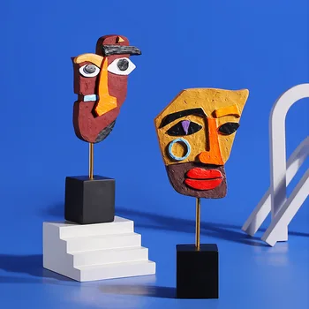 Европейский абстрактный лицевой цветной витой скульптуры современного искусства стояли статуэтки статуэтки для гостиной украшения дома кофе