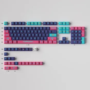 Колпачки для клавиш PBT Cyber Punkk Сублимационная вишневая высота Розово-фиолетовая механическая клавиатура на заказ GK61 Anne Pro 2