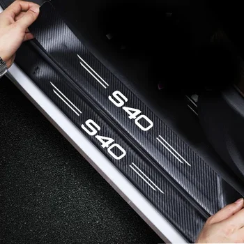 Углеродное Волокно для Volvo S40 Логотип Автомобиля Наклейки На Порог Межкомнатной Двери Защитная Пленка Накладки На Педали Накладки На Порог Багажника