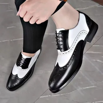 Классические мужские модельные туфли, мужские туфли на шнуровке, большие размеры, деловой повседневный острый носок, удобная мужская официальная обувь для свадьбы