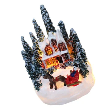 Шикарный Рождественский подарок, декор стола, Статуэтка в виде маленького домика, Деревенская фигурка, центральное украшение в форме Рождества, Светящийся орнамент из смолы, украшения