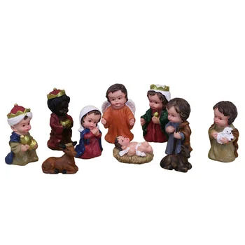 Рождественский Набор для рождественских яслей, Настольная фигурка из смолы, мини-ясли Иисуса, Религиозные Подарки, Орнамент 