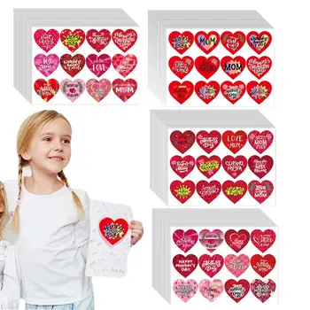 Наклейки с сердечками, цветочные бирки ко Дню Матери, Водонепроницаемые наклейки для конвертов в форме сердца, Любовные наклейки для книг, подарочные коробки