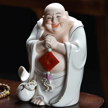 Бутик белого фарфора большой живот Будды Майтрейи статуя смеющегося Будды керамический счастливый подарок для домашнего офиса и кабинета характерный декор