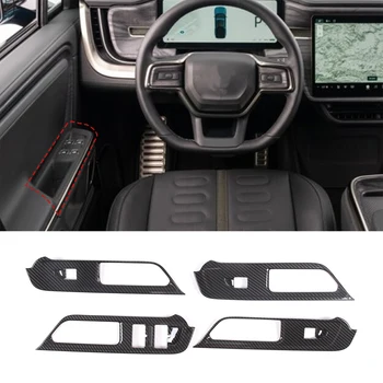 Для Rivian R1T 2022 2023 ABS кнопка подъема автомобильного стекла из углеродного волокна рамка декоративные аксессуары