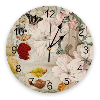 Настенные часы в стиле ретро с бабочкой в виде вишни, Бесшумный Домашний декор для кафе и офиса, настенные часы для кухни, настенное искусство, большие настенные часы 25 см