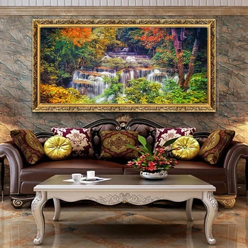 Картина с пейзажем лесного водопада, плакат и принты, Гостиная, спальня, настенное украшение для дома, HD Картина на холсте
