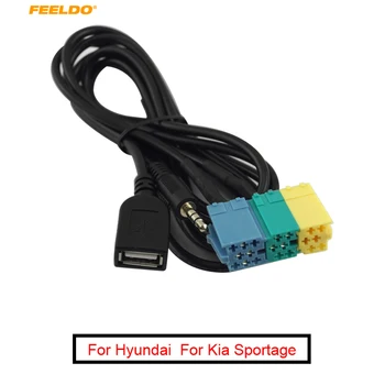 FEELDO 1ШТ 2 in1 3,5 ММ + USB-штекер Аудио Кабель-адаптер для Kia Aux Кабель CD-плеера в MP3 Для Hyundai Kia Sportage #FD-3072