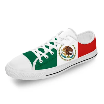 Мексика, Мексиканский Флаг, Патриотическая Холодная Белая ткань, Модная парусиновая обувь с 3D принтом, Мужские И женские легкие Дышащие кроссовки