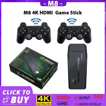 Установлено 4K 20000 + игр для игровой консоли M8, беспроводные контроллеры 2.4 G, выход HD, игровая консоль PS1 64G.
