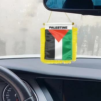 1 шт. маленький подвесной флаг Палестины, двусторонняя кисточка с всасывающим диском, украшение окон автомобиля, подвесной флаг, мини-вымпел.