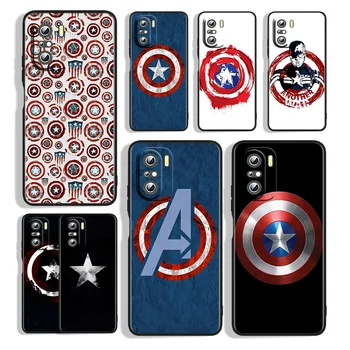 Чехол для телефона Marvel Captain America Shield Для Xiaomi Redmi K50 K40S 10X 10C 9T 9C 9AT 8A 8 7A GO S2 6A 5A Y2 Y3 Pro Черный Чехол