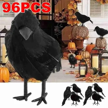 Небольшая имитация поддельной птицы, реалистичная модель Черной Вороны на Хэллоуин, украшение для дома, страшные игрушки для животных, привлекательный легкий