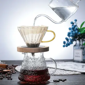 Кофеварки из высококачественного боросиликатного стекла с ручным распределением капельниц, набор фильтров и воронки для приготовления кофе, Кофеварка