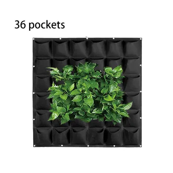 36 карманов Вертикальные садовые горшки, сумки для выращивания цветов, настенный подвесной мешок для посадки, черный нетканый материал, овощной дворик Q1