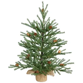 18-дюймовая искусственная рождественская елка из карамельной сосны Без подсветки, сезонный декор для дома в помещении с декоративной основой из мешковины