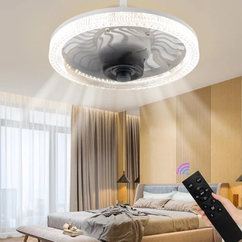 Умный потолочный вентилятор со светодиодной подсветкой, потолочный вентилятор с подсветкой, база преобразователя E27 с дистанционным управлением для гостиной