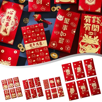 6шт Красный конверт 9*16,9 см Год Дракона Красный конверт 2024 Счастливый пакет для китайского Нового года Замечательный Весенний фестиваль