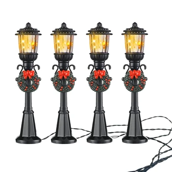 4 шт. Мини Рождественский фонарный столб, лампа для поезда, Миниатюрный Уличный фонарь, декоративные светильники для кукольного домика 