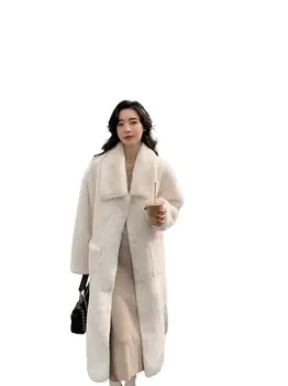Зимняя женская одежда 2023 года, утолщенное пальто из искусственного меха средней длины, новинка зимы