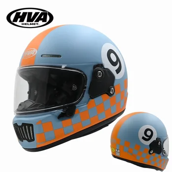 Мотоциклетный шлем ABS Оранжево-синий шлем с прозрачными линзами Подходит для осенней и зимней езды Полный шлем для мужчин и женщин