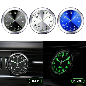 Автомобильные мини-светящиеся автомобильные часы, автомобили, внутренние наклеивающиеся часы, механика, кварцевые часы, автоматический орнамент, 40 мм, 43 мм, цифровые часы