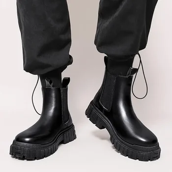 Мужская обувь Осень-зима 2023, Новая обувь, Мужская обувь для мальчиков, Черная модная мужская кожаная обувь, Мужская обувь для настольных игр, мужская обувь