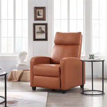 Кресло для кинотеатра с откидной спинкой из искусственной кожи, стулья для гостиной, коричневый
